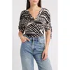 Loveappella Animal Print Empire Waist Jersey Top In Black