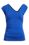 Loveappella Asymmetric Drape Top In Royal