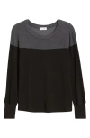 Loveappella Block Crewneck Top In Black