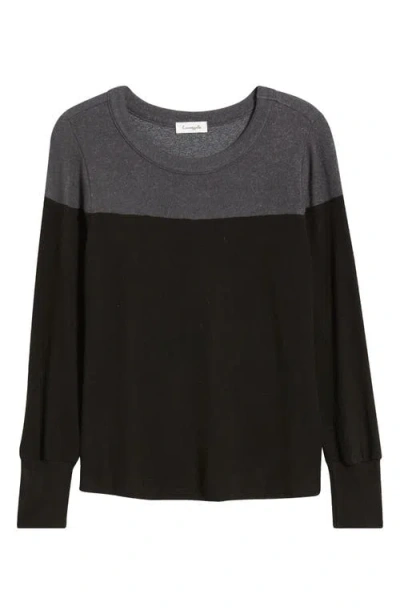 Loveappella Block Crewneck Top In Black