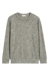 Loveappella Brushed Animal Print Long Sleeve Crewneck Top In Green