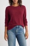 Loveappella Brushed Jersey Crewneck Top In Burgundy