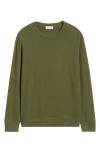 Loveappella Pleated Long Sleeve Brushed Jersey Top In Green