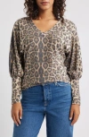 Loveappella Brushed Jersey Top In Animal Print