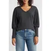 Loveappella Brushed Jersey Top In Gray