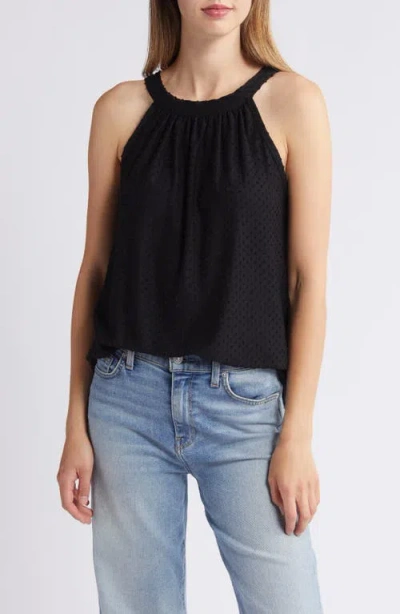 Loveappella Clip Dot Halter Tank Top In Black