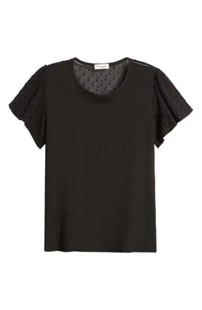 Loveappella Clip Dot Smocked Top In Black