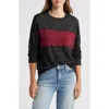 Loveappella Colorblock Long Sleeve Brushed Jersey Top In Black