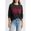 Loveappella Colorblock Long Sleeve Brushed Jersey Top In Black