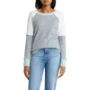 Loveappella Colorblock Raglan Sleeve Waffle Knit Top In Multi