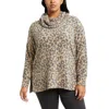 Loveappella Cowl Knit Top In Camel/charcoal