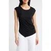 Loveappella Drape Asymmetric Top In Black
