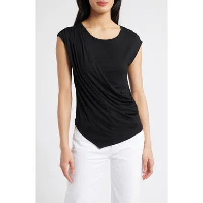 Loveappella Drape Asymmetric Top In Black