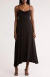 Loveappella Drape Midi Dress In Black