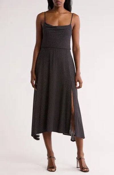 Loveappella Drape Midi Dress In Gray