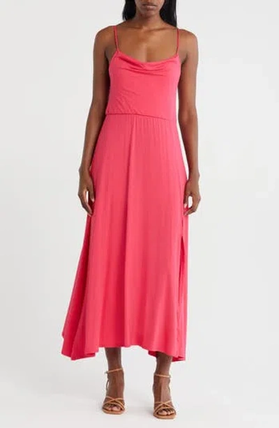Loveappella Drape Midi Dress In Pink