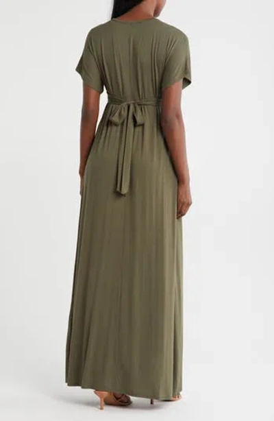 Loveappella Empire Maxi Dress In Green