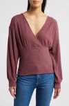 Loveappella Empire Tie Back Rib Top In Wine