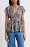 Loveappella Empire Waist Flutter Sleeve Top In Gray