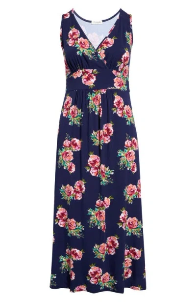 Loveappella Empire Waist Maxi Dress In Multi