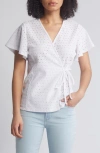 Loveappella Eyelet Wrap Top In White