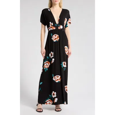 Loveappella Floral Maxi Dress In Black