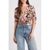 Loveappella Floral Print Empire Waist Jersey Top In Multi