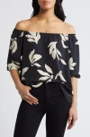 LOVEAPPELLA FLORAL PRINT OFF THE SHOULDER TOP