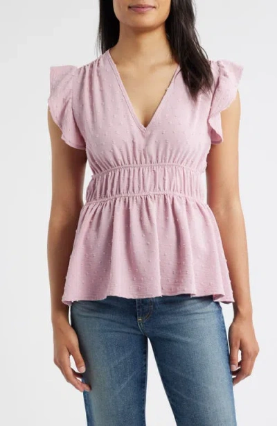 Loveappella Flutter Sleeve Empire Waist Top In Pink