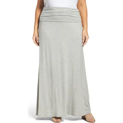 Loveappella Fold Over Maxi Skirt In Gray