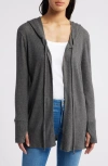 LOVEAPPELLA LOVEAPPELLA HOODED RIB CARDIGAN