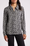 Loveappella Johnny Collar Pullover In Gray/black
