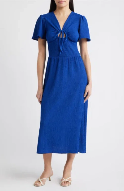 Loveappella Keyhole Midi Dress In Blue