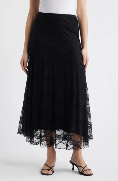 Loveappella Lace Maxi Skirt In Black