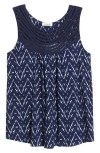 Loveappella Lattice Yoke Swing Tank In Navy