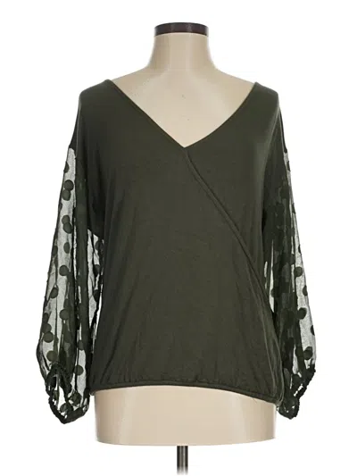 Pre-owned Loveappella Long Sleeve Blouse In Green