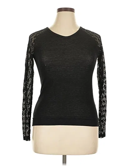 Pre-owned Loveappella Long Sleeve Top Black Crew Neck Tops