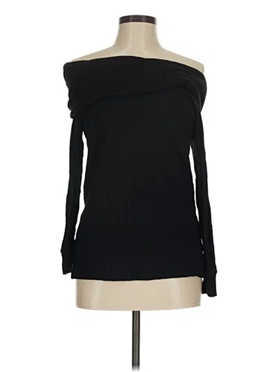 Pre-owned Loveappella Long Sleeve Top Black One Shoulder Neckline Tops