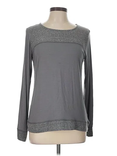 Pre-owned Loveappella Long Sleeve Top Gray Crew Neck Tops