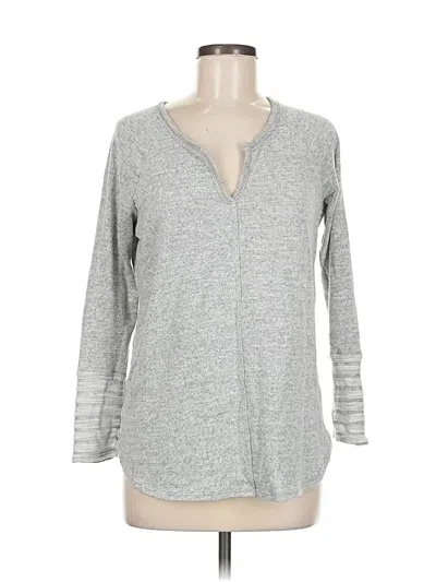 Pre-owned Loveappella Long Sleeve Top Gray V Neck Tops