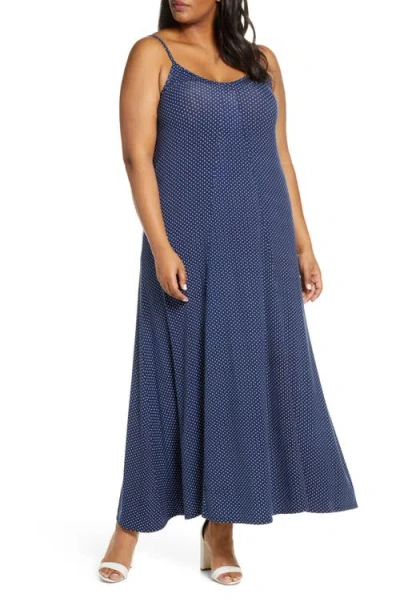 Loveappella Loveapella Maxi Slipdress In Navy/ivory