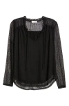 Loveappella Mesh Dot Top In Black