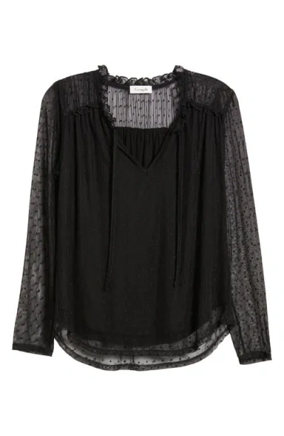 Loveappella Mesh Dot Top In Black