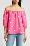 Loveappella Off The Shoulder Top In Fuchsia
