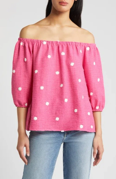 Loveappella Off The Shoulder Top In Pink