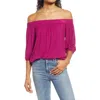 Loveappella Off The Shoulder Top In Magenta