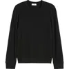 Loveappella Pleated Long Sleeve Brushed Jersey Top In Black