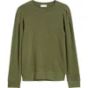 Loveappella Pleated Long Sleeve Brushed Jersey Top In Green