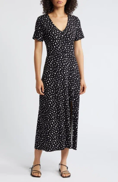 Loveappella Print Maxi Dress In Black/ Nat