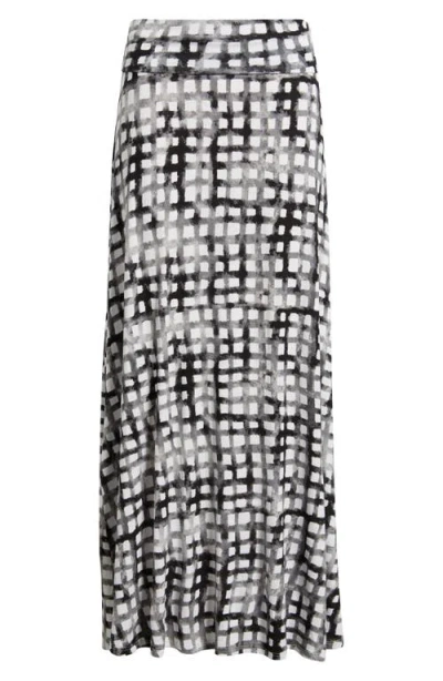 Loveappella Print Roll Top Maxi Skirt In Black
